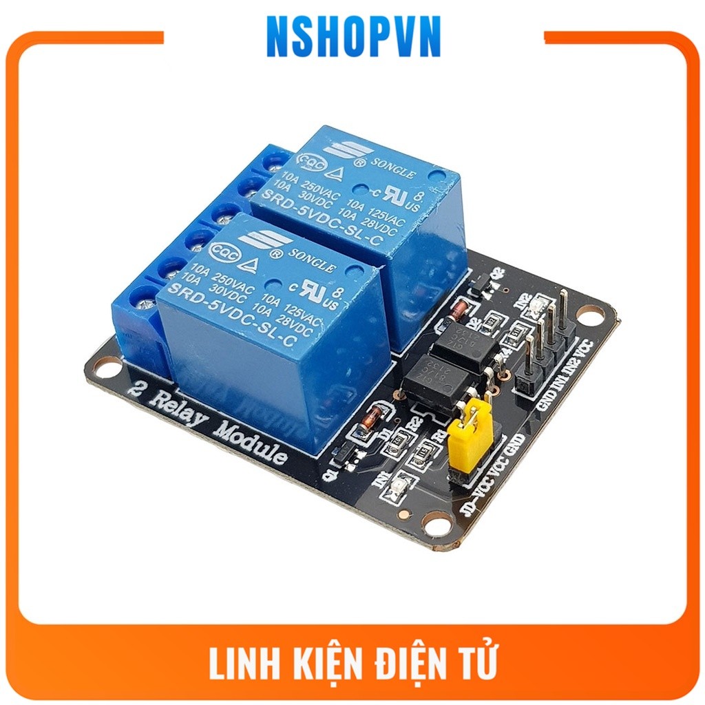 Module 2 Relay Với Opto Cách Ly (5VDC) - Kích mức thấp