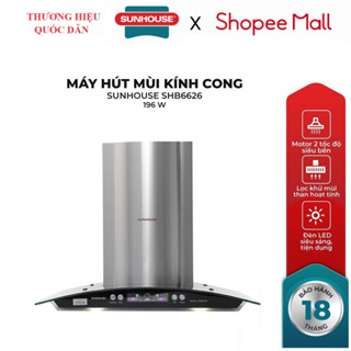 Máy hút mùi kính cong Sunhouse SHB6626 - tích hợp than hoạt tính, Hút và khử mùi với công suất hút 1100m³ /h