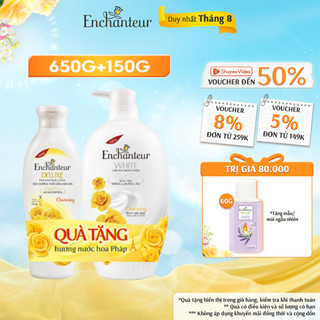 Sữa tắm trắng dưỡng ẩm Enchanteur Charming 650g + Sữa dưỡng thể Charming 150g