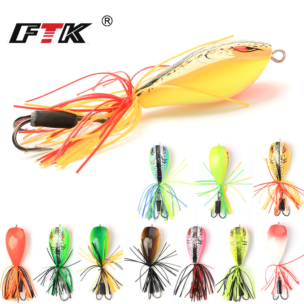 Fttk 1 Cái 10G Ếch Mồi Ống Mồi Nhựa ABS Mồi Có Móc Câu Cá Topwater Ray Ếch Nhân Tạo 3D Mắt