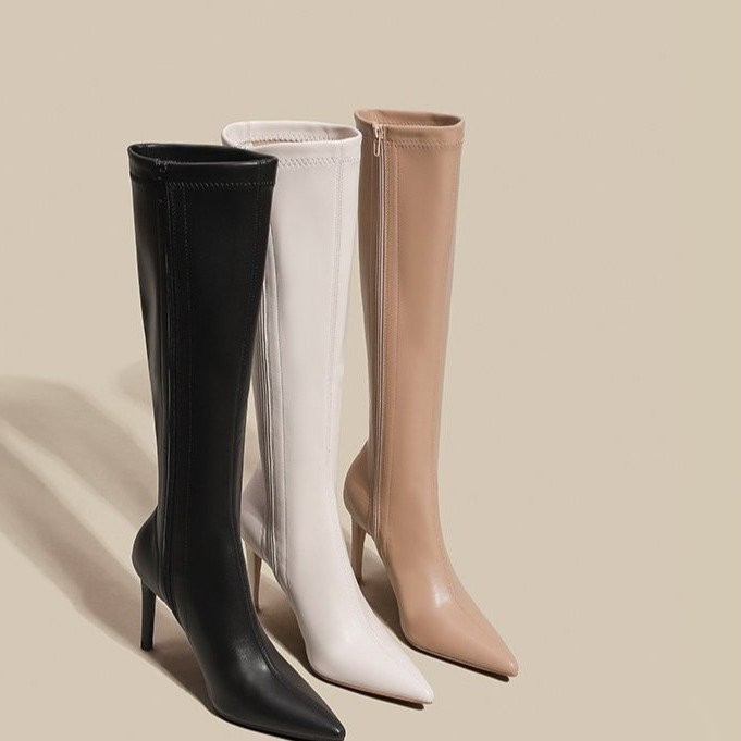 Giày cao gót nữ cao gót không quá đầu gối Giày cao gót gót nhọn gợi cảm cao su