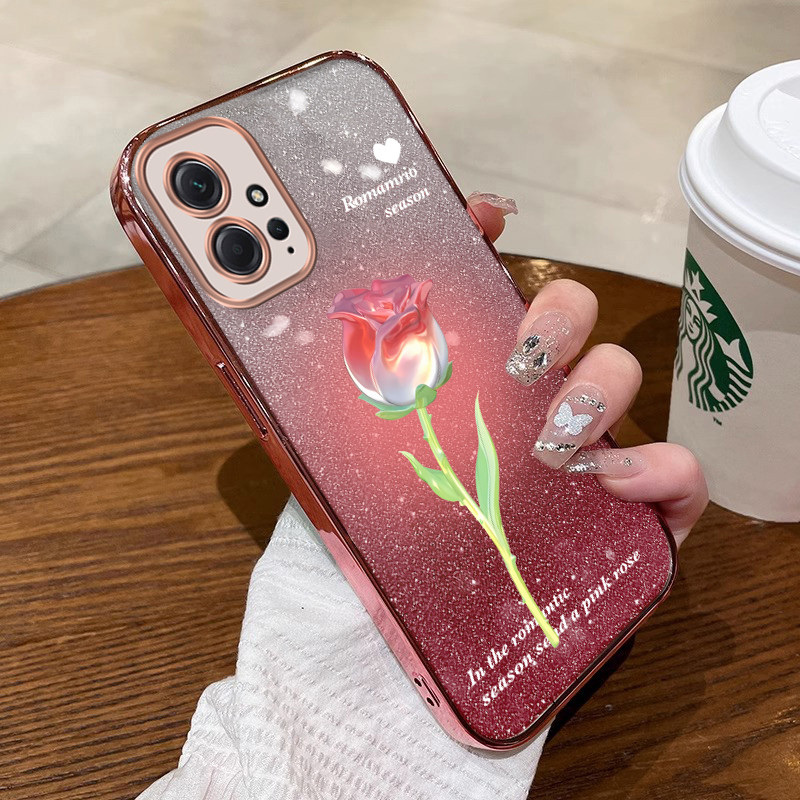 ốp lưng Ốp điện thoại Redmi Note 12 4g Redmi 12 Ốp chống sốc viền vàng mềm Hoa sáng bóng vỏ bảo vệ sfydmgh