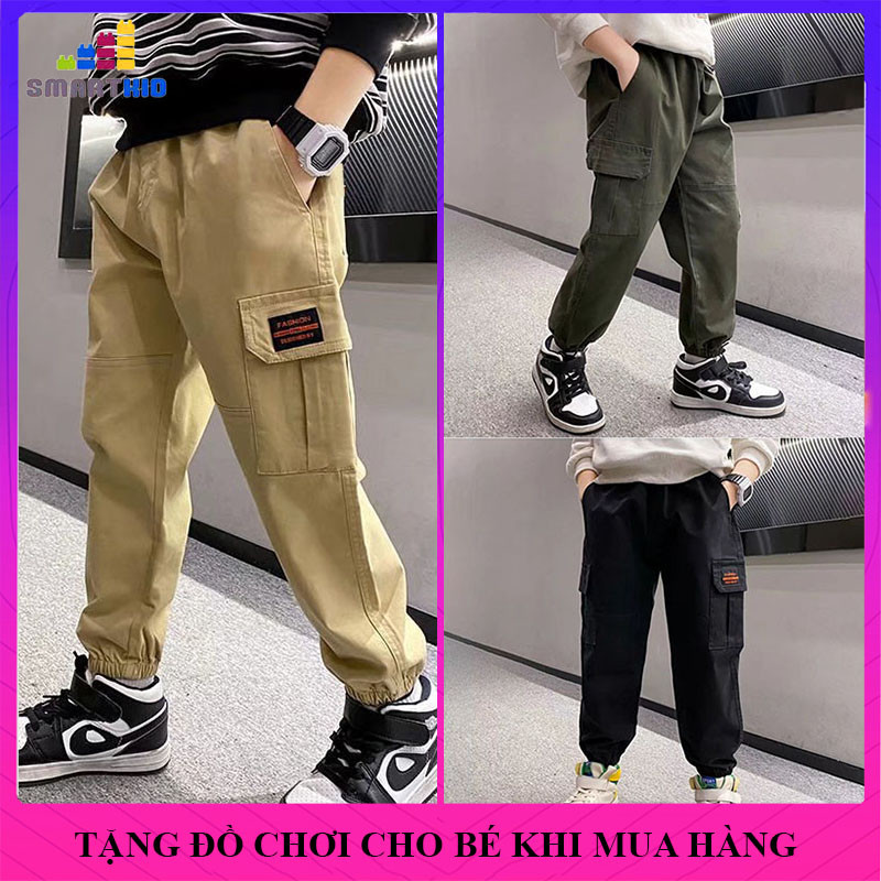 [18-52kg] Quần vải kaki túi hộp thời trang cho bé trai size nhỡ đại 18-52kg, quần dài kaki trẻ em mẫ