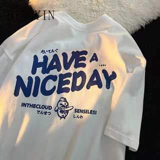 BINGYIN áo phông nam Áo Thun phông áo nam thun Áo Thun Form Rộng Ngắn Tay Unisex C98A5CG 37Z240909