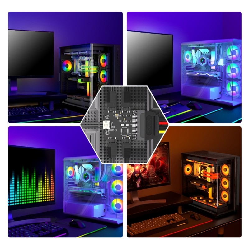 Doublebuy 5V 3PIN ARGB Bộ điều khiển quạt Bộ chia Bộ điều khiển Bo mạch chủ Quạt ARGB LED Khí quyển 