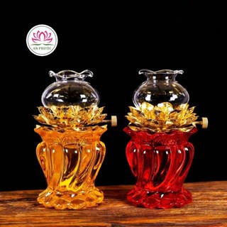 Đèn Dầu Xoắn Lưu Ly - Đèn Thờ Hoa Sen Thắp Dầu