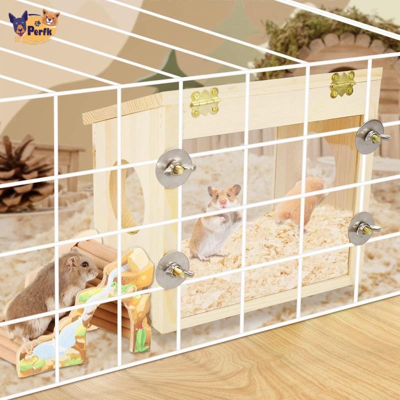 Phụ kiện Cabin nhà gỗ Perfk Hamster cho chuột Lemmings Syria Hamster