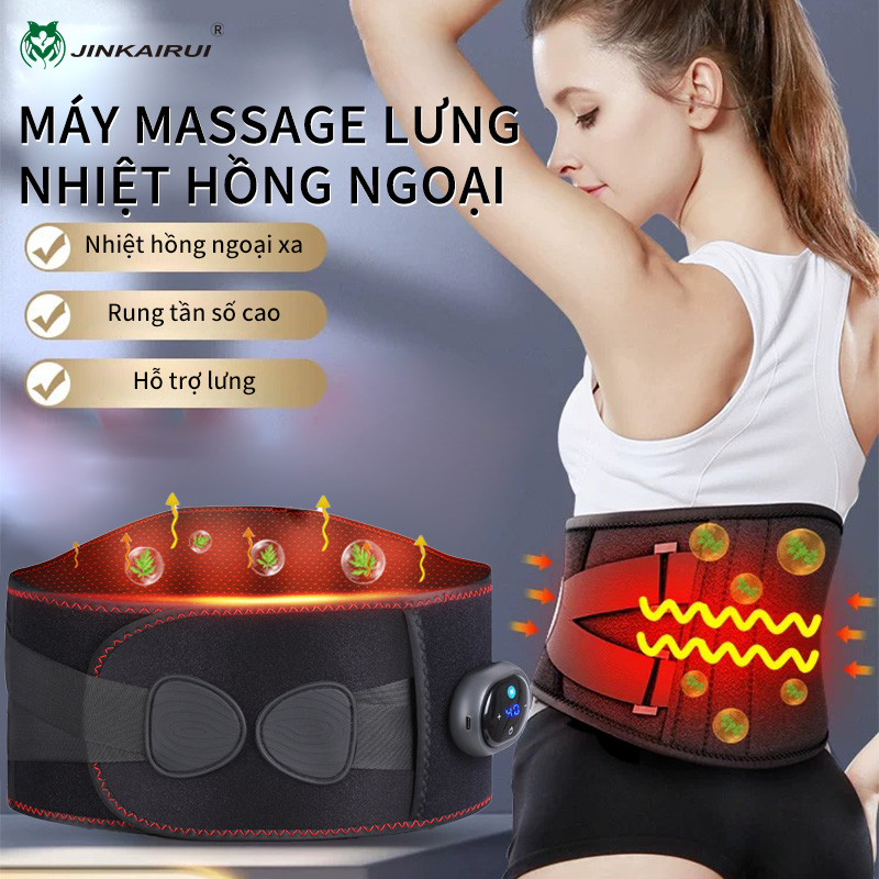 Đai massage lưng Jinkairui Đai Thắt Lưng Hỗ Trợ Chườm nóng, máy massage rung Máy mát xa bụng không dây Hỗ trợ thắt lưng