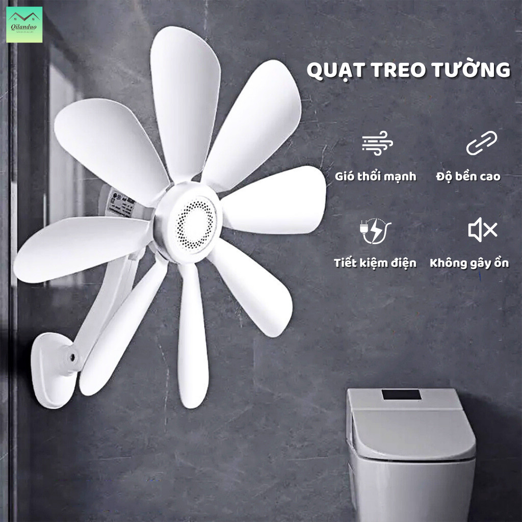 Quạt treo tường nhà bếp, wc, Quạt điện treo tường điều chỉnh đa góc tiện dụng