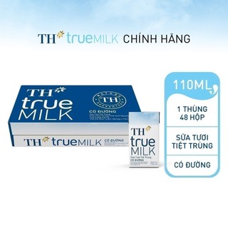 Thùng 48 hộp sữa tươi tiệt trùng TH true MILK có đường 110 ml (110 ml x 48)