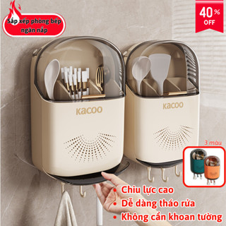 Hộp Đựng Đũa Muỗng Treo Tường Không Cần Khoan Luxe CribCo Ống Đựng Đũa Có Nắp Đậy Chống Bụi, Ngăn Côn Trùng
