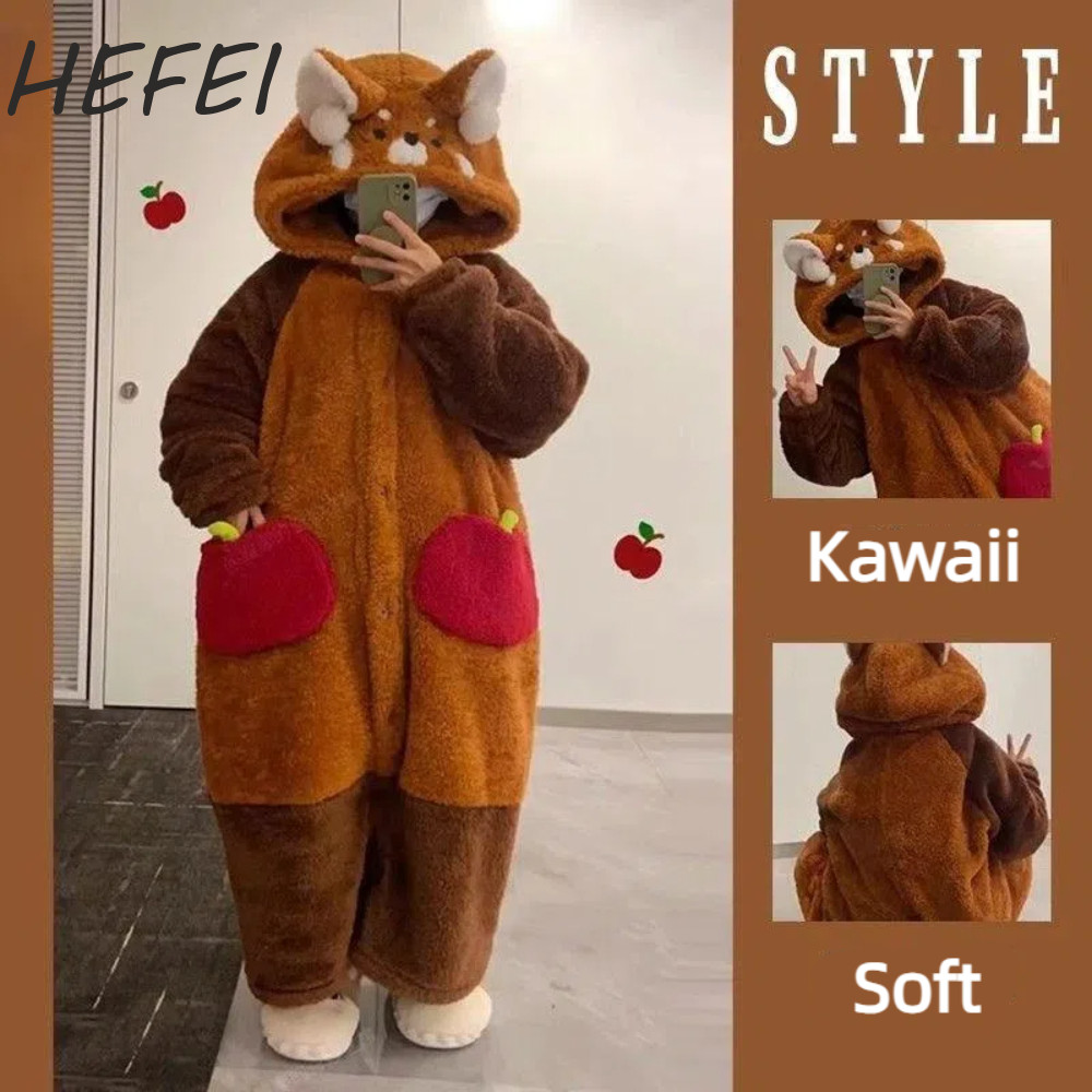 Áo choàng gấu trúc HEFEI, Đồ ngủ sang trọng Flannel Bộ đồ ngủ hoạt hình gấu, Áo ngủ có mũ trùm đầu ấm áp Kawaii ngộ nghĩnh Unisex