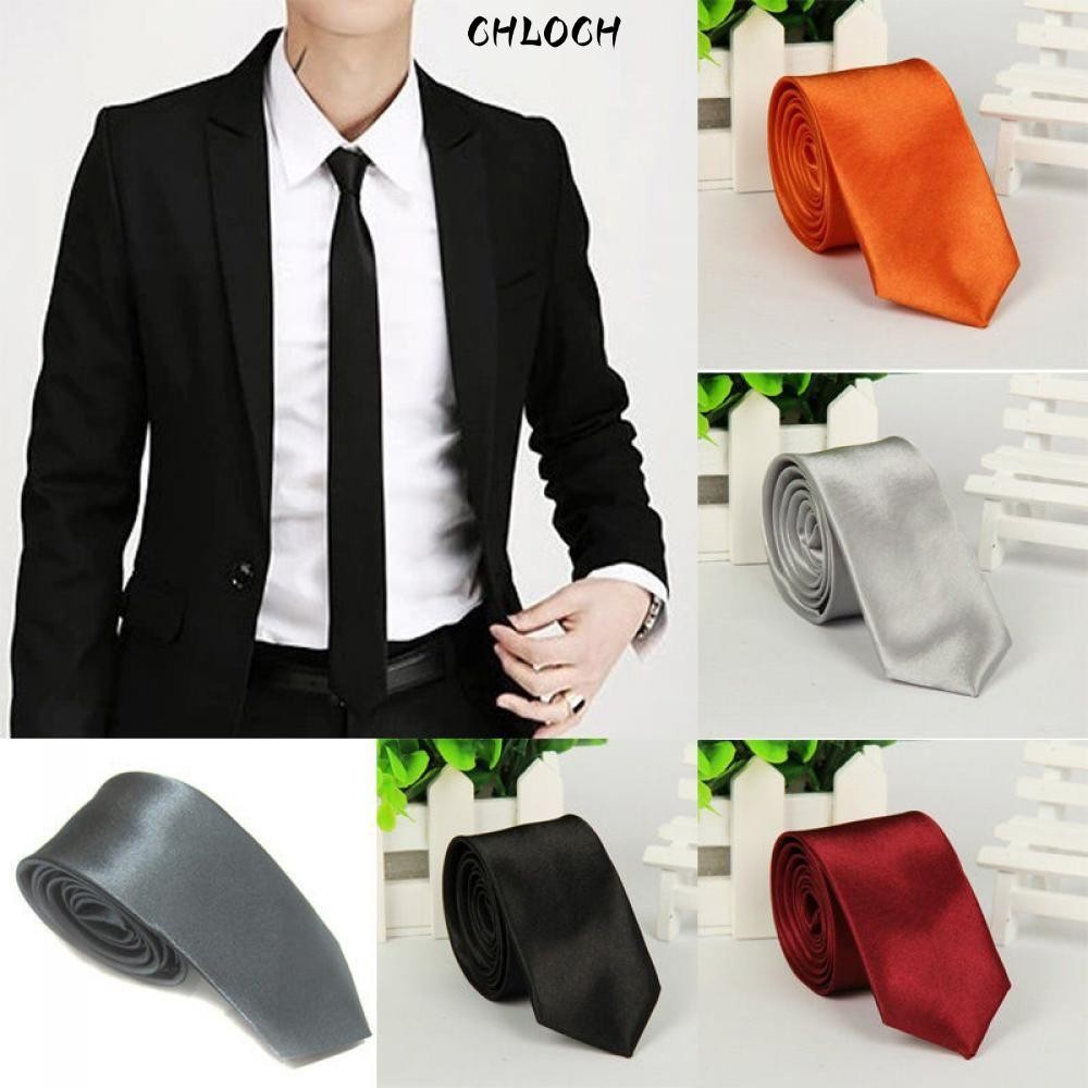 CHLOCH Cà Vạt Mỏng Màu Trơn Chất Liệu Lụa Cao Cấp Thời Trang