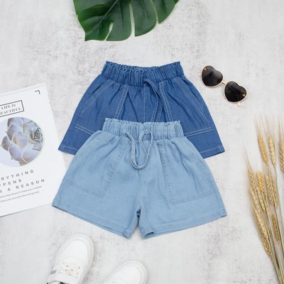 Quần đùi bò mềm ngắn LITIBABY cho bé gái size 3/8 tuổi