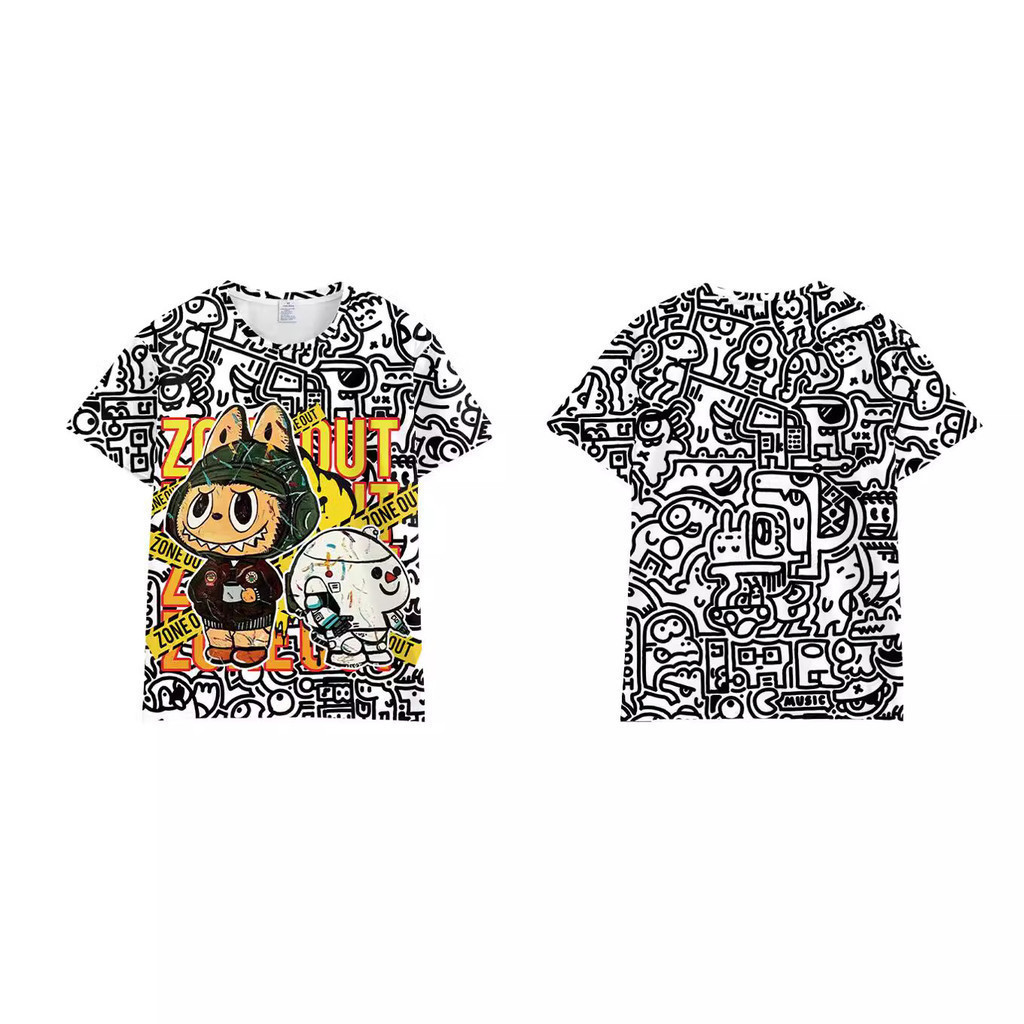 Anime Labubupu Jeffy Raab Bao Quanh In Hình Áo Thun Cổ Tròn Tay Ngắn Cổ Tròn Đa Năng Hàng Đầu