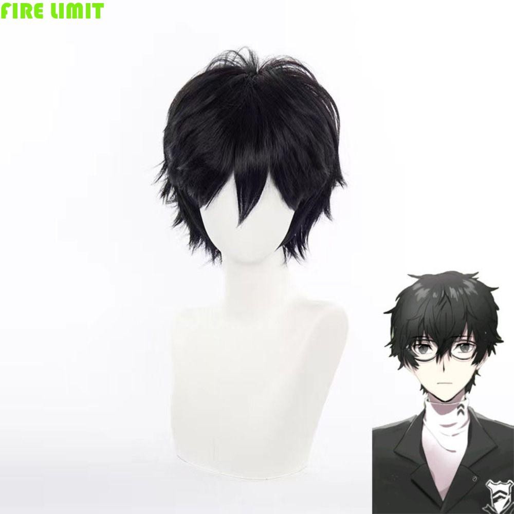 FIRE LIMIT Persona 5 Cosplay Tóc Giả, ABS Persona 5 Hero Halloween Nửa Mặt nạ, Tóc Ngắn Tóc Giả Mặt 