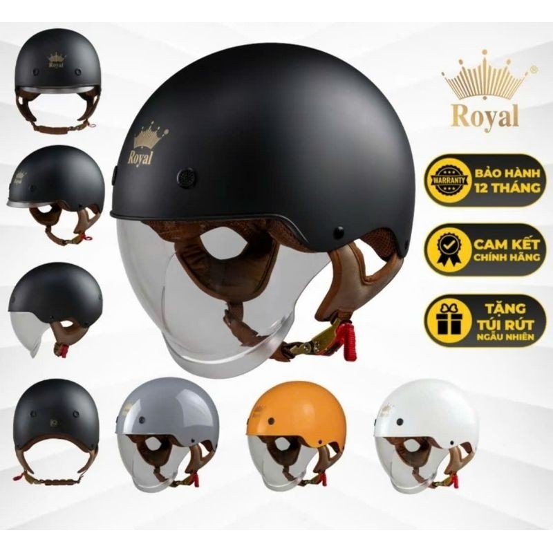 [Chính hãng] Mũ bảo hiểm 1/2 đầu kính âm Royal M239 cao cấp - Nón bảo hiểm nửa đầu dấu kính Royal m2