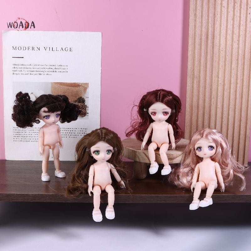 WOADA 1 Bộ Mặt Manga Đáng Yêu 16cm 1 / 8 Bare Body Doll 3D Mắt Thật Búp Bê Trang Điểm Nhà Chơi Búp B