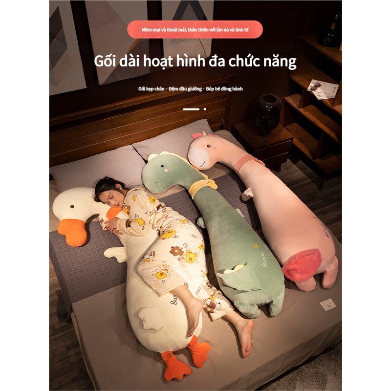 Gối Ôm Dài Dễ Thương Hình Thú – Gối Kẹp Chân Mềm Mại Cho Bé Gái, Bà Bầu, Gối Ôm Ngủ Anime Siêu Êm