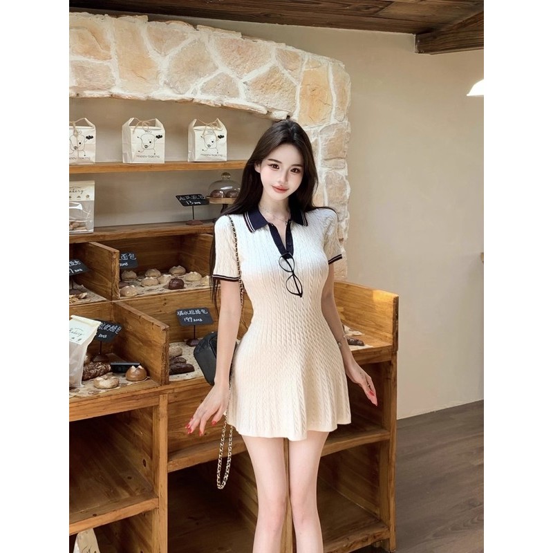 Kii Wii Váy nữ phù hợp mùa hè Váy dệt kim màu tương phản đơn giản 250812 | BigBuy360 - bigbuy360.vn