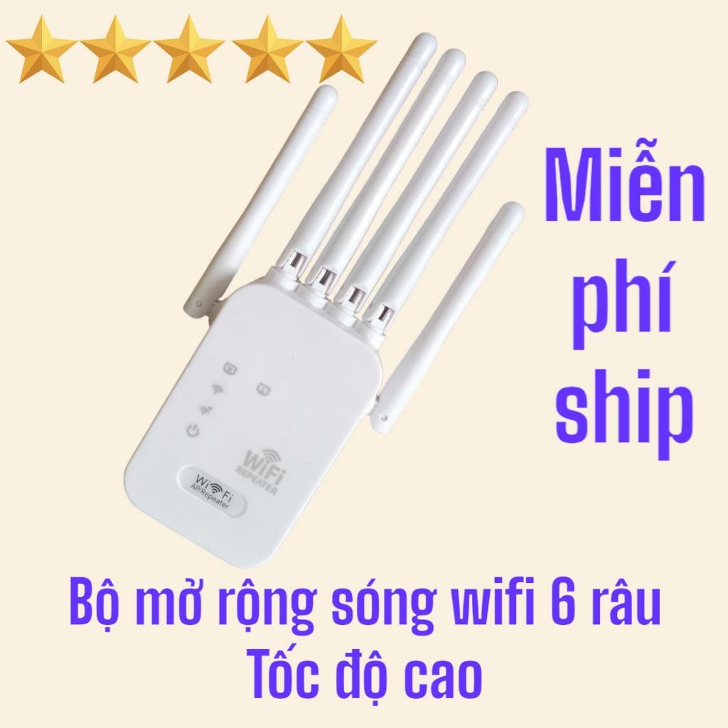 Bộ mở rộng sóng wifi 6 râu tốc độ cao, kích xa, sóng mạnh, xuyên tường cực khỏe giảm giật lag cải thiện tốc độ
