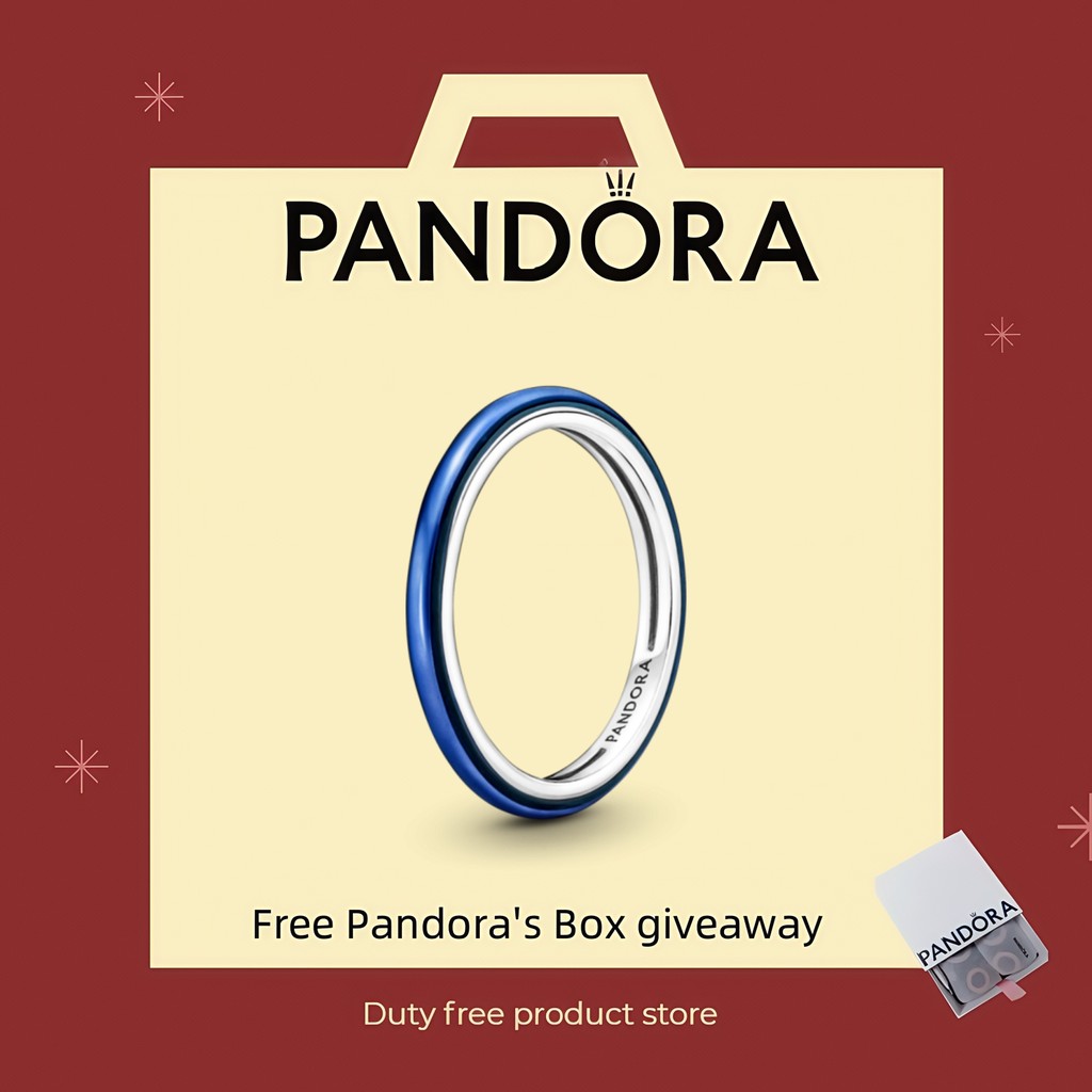 Pandora 100% 925 Trang Sức Bạc Bộ Cặp Đôi Tinh Tế Pandora ME Nhẫn Điện Xanh 199655C02