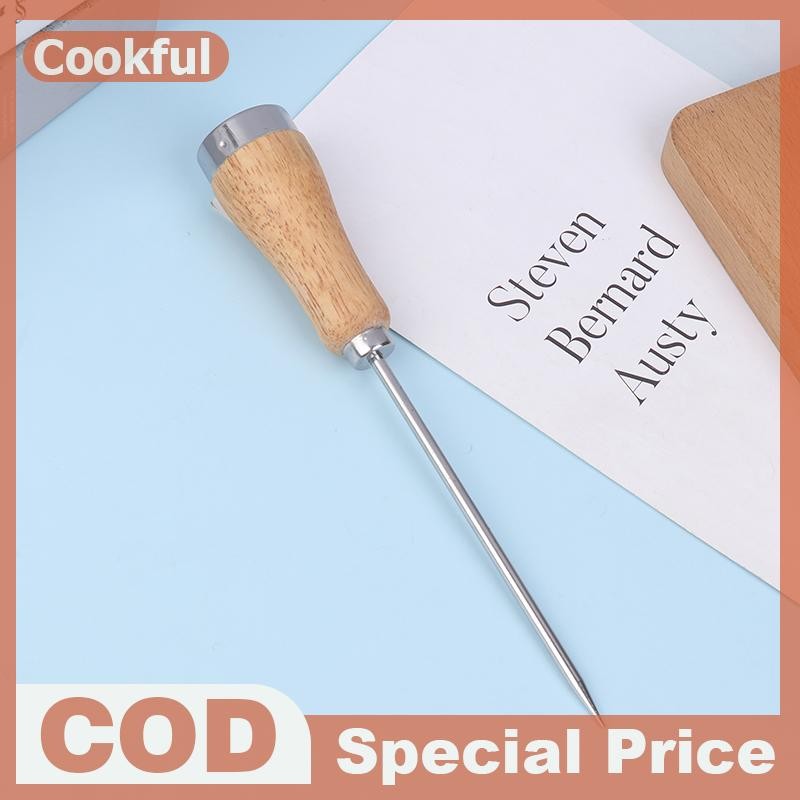 Null Ice Pick Ice Icing Breaker Tay cầm bằng gỗ Thép không gỉ Ice Pick Punch Crusher Cocktail Stick 