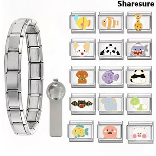 Cá Gấu Trúc Ngôi Sao Trăng Ý Quyến Rũ Vòng Tay Phù Hợp Với 9 Mm Thép Không Gỉ Vòng Tay DIY Trang Sức Làm Phụ Kiện Retro Cá Tính Mô Đun Vòng Tay Phụ Kiện