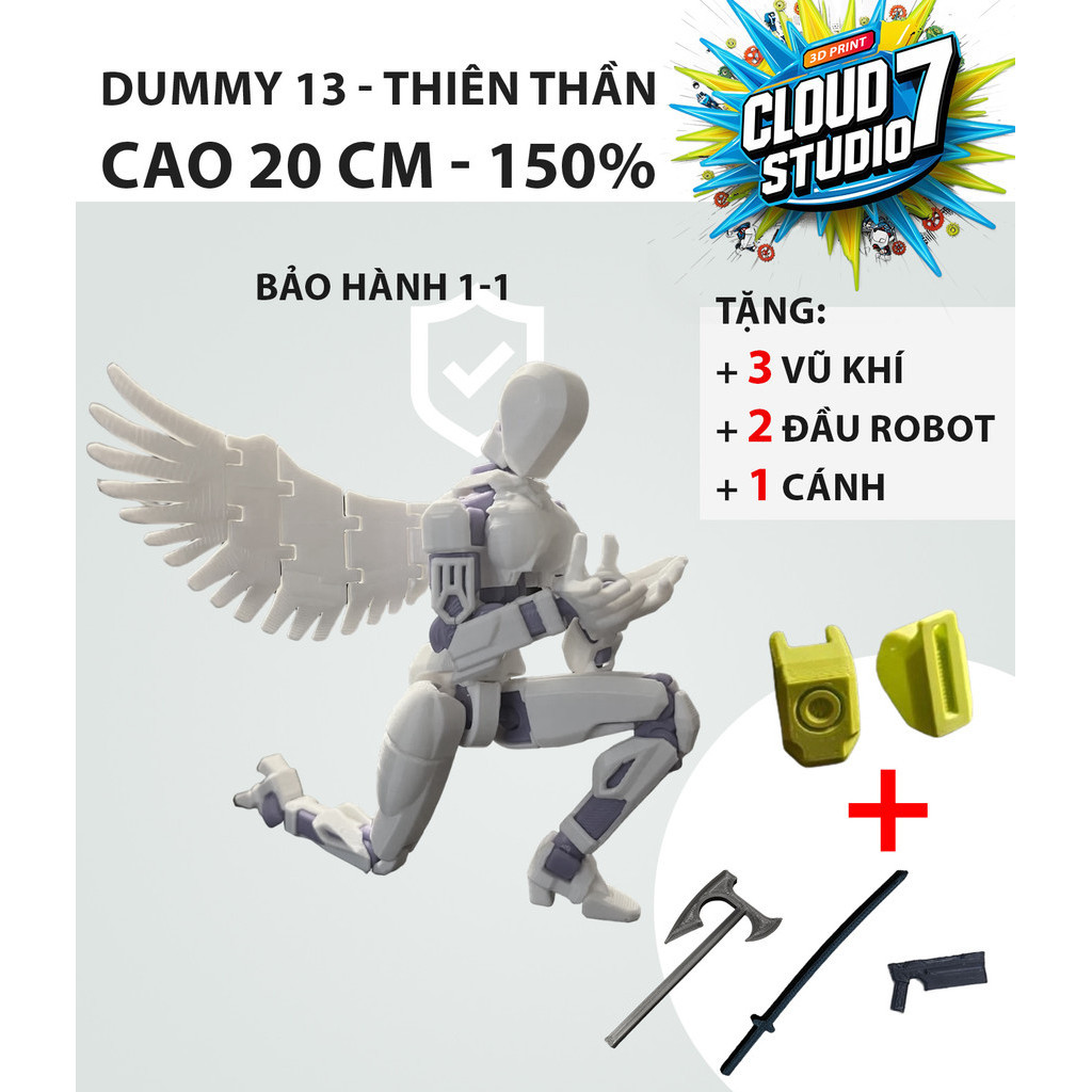 DUMMY 13 THIÊN THẦN 150% 20CM LẮP SẴN in 3D đầy đủ khớp chuyển động siêu thật linh hoạT