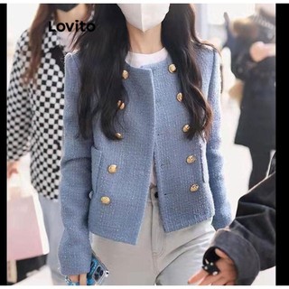Lovito Áo blazer dài tay có nút trơn cho nữ LNA38025