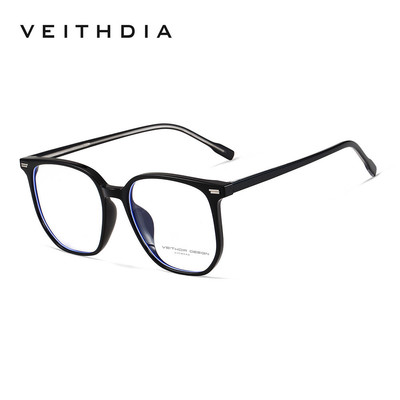 Veithdia Kính phẳng chống ánh sáng xanh nam nữ khung TR90 vuông Kính thời trang V0713