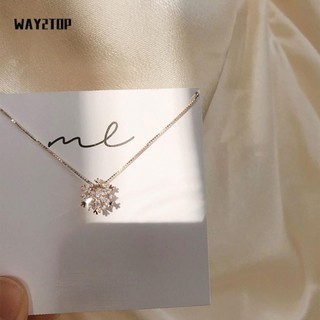 WAY2TOP cổ Nữ Mặt Hình Bông Tuyết Đính Đá Zircon Đơn Giản Thời Trang