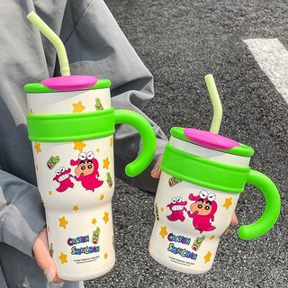 Cốc Crayon Shin-chan cốc 316 Cốc giữ nhiệt ống hút học sinh nữ Big Mac cốc đựng nước cỡ lớn trên xe văn phòng