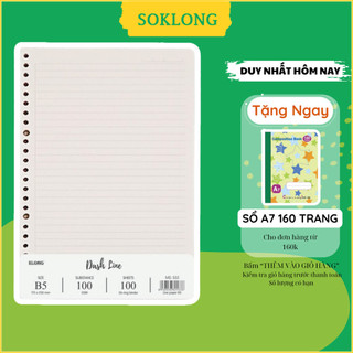 Giấy kẻ ngang Dash line nét đứt B5 gồm 100 tờ MS 533 Klong refill ruột sổ còng làm binder