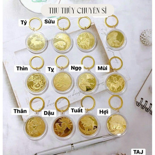 Móc khoá đồng xu in hình 12 con giáp cực đẹp