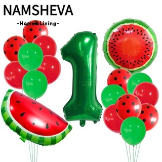 NAMSHEVA Đồ trang trí tiệc sinh nhật dưa hấu, Bóng bay lá Mylar dưa hấu thứ 1, Đồ dùng sinh nhật dưa hấu. Bong bóng lá dưa hấu bé trai