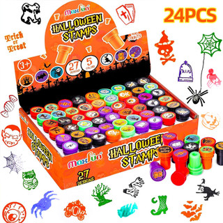 24 Chiếc Hoạt Hình Halloween Tem Cho Trẻ Em Tự Mực Tem Quà Tặng Halloween Trẻ Em Đảng Ủng Hộ Con Dấu Thêu Sò DIY Tranh Trang Trí