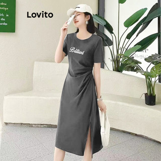 Lovito Đầm suông họa tiết trơn thanh lịch cho nữ LNE66137