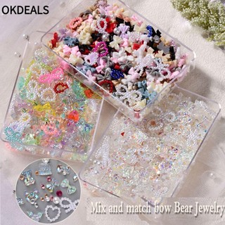 OKDEALS Kiện Trang Trí Móng Nghệ Thuật Hình Bướm 3D Phong Cách Hoạt Hình Dễ Thương|Gấu Bông