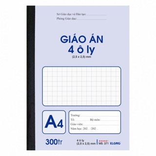 Sổ A4 giáo án 4 ô ly may dán gáy KLONG 300 trang 70GSM Vở giáo án bài giảng MS 371