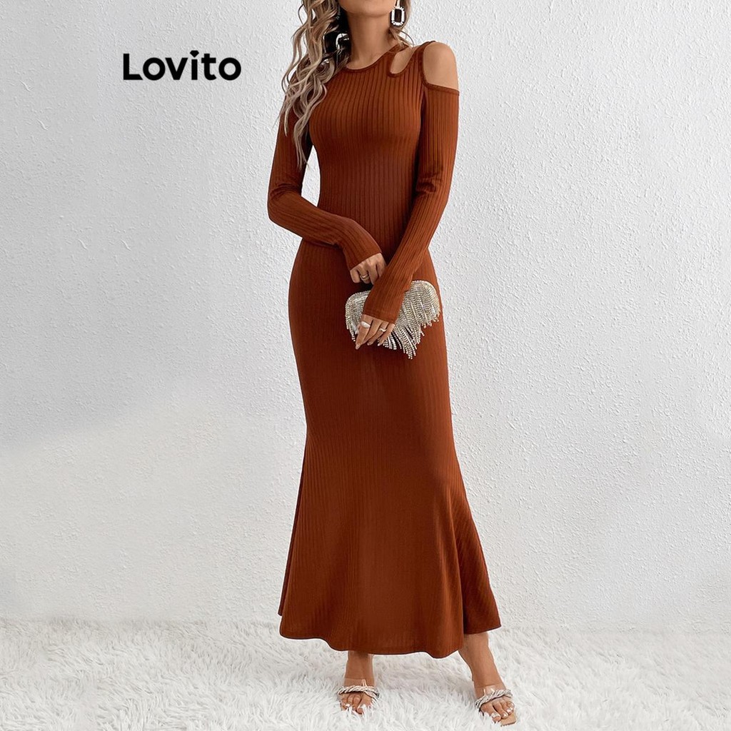 Lovito Váy cắt xẻ sườn trơn đơn giản dành cho nữ LNL67017