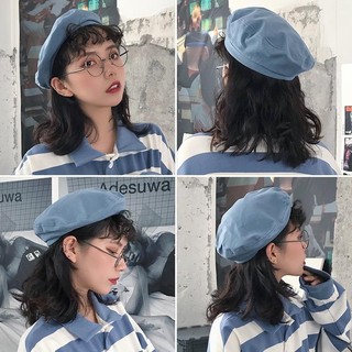 Mũ Nồi nữ Mũ hình bát giác họa sĩ cổ điển kiểu Anh thoáng khí mẫu mỏng mùa hè phong cách Hàn Quốc thu đông phong cách Nhật Bản màu đen
