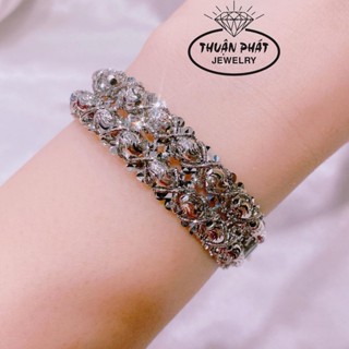 Phụ Kiện Vòng Kiềng Tay Nữ V040 Vòng Bi Bản Ý 2 Hàng móc máy 9D Đeo Tay Sang Trọng Trang Sức Bạc Xi Kim