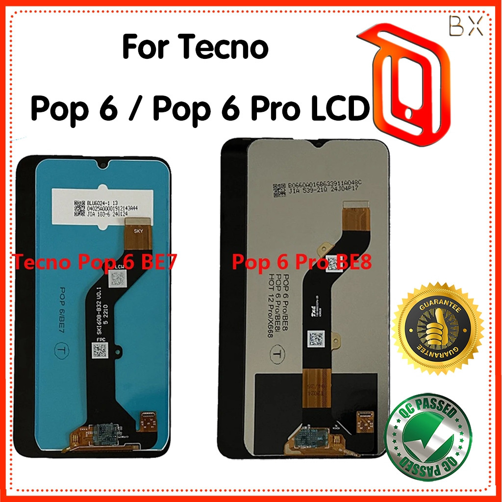 Dành Cho Tecno Pop 6 BE7 Màn Hình LCD Bộ Số Hóa Màn Hình Cảm Ứng Cho Pop 6 Pro BE8 LCD Các Bộ Phận T