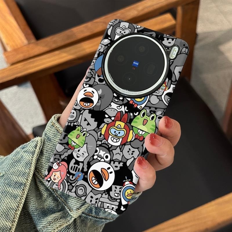 Ốp điện thoại chống sốc hai lớp hoạt hình Graffiti Micro Matte cho Vivo X200 Ultra X200 Pro Mini X20