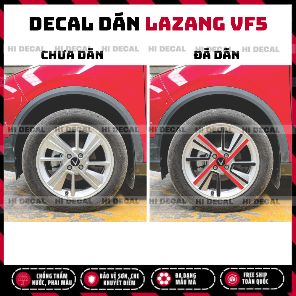 Tem Lazang VF5, Decal dán mâm VF5 trang trí tạo điểm nhấn Hi Decal