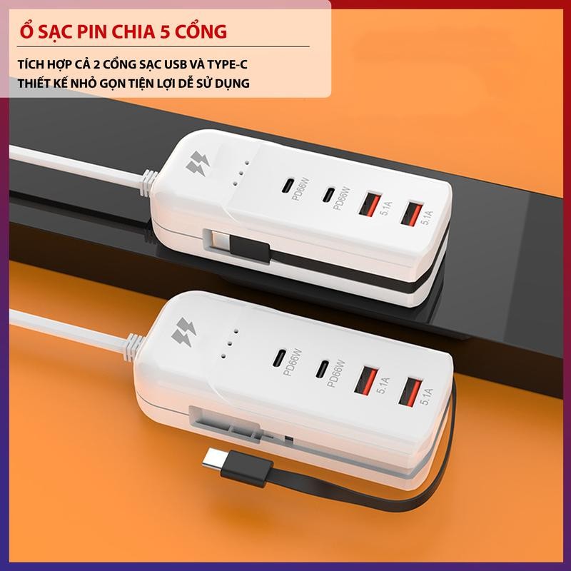 Bộ Sạc 5 Cổng USB Type C