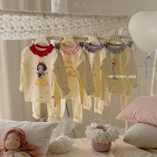 Heyhoney 2 - Sb390: Sét Áo + Quần Homewear Heyhoney Đồ Mặc Nhà Thu Đông Cho Bé Gái Qc Bộ Cổ Mix Ren Tròn