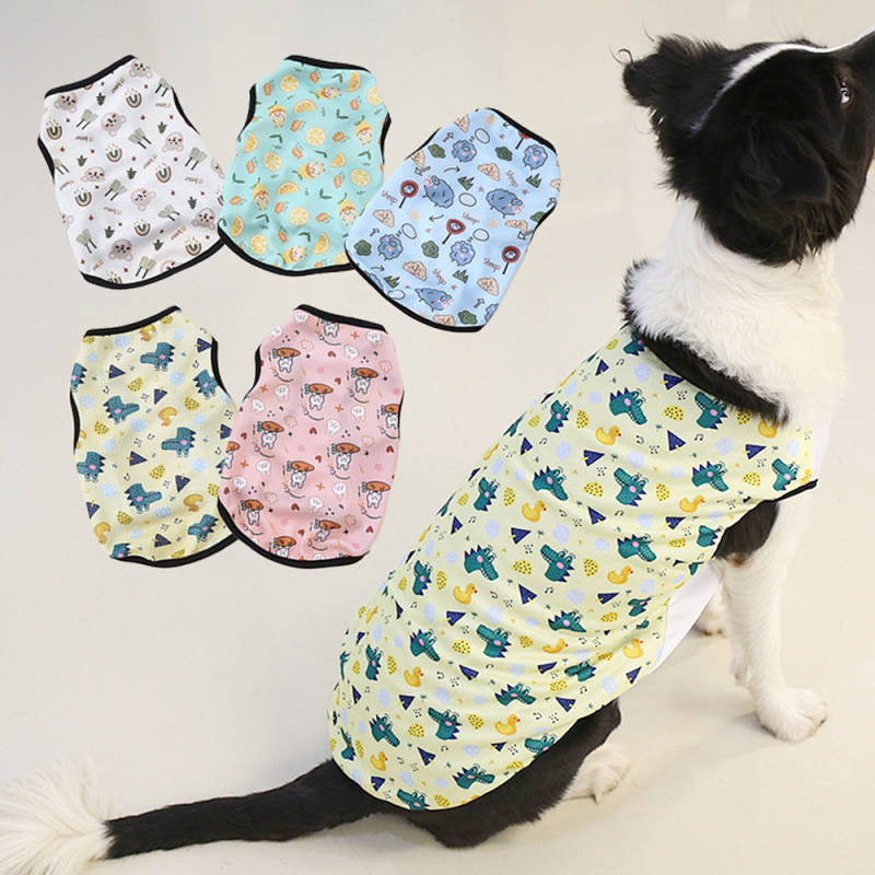 Pet Clothes Cute Cartoon Summer Thin Cat Dog Clothes Breathable Vest Cat Clothes Big Dog Golden Retr