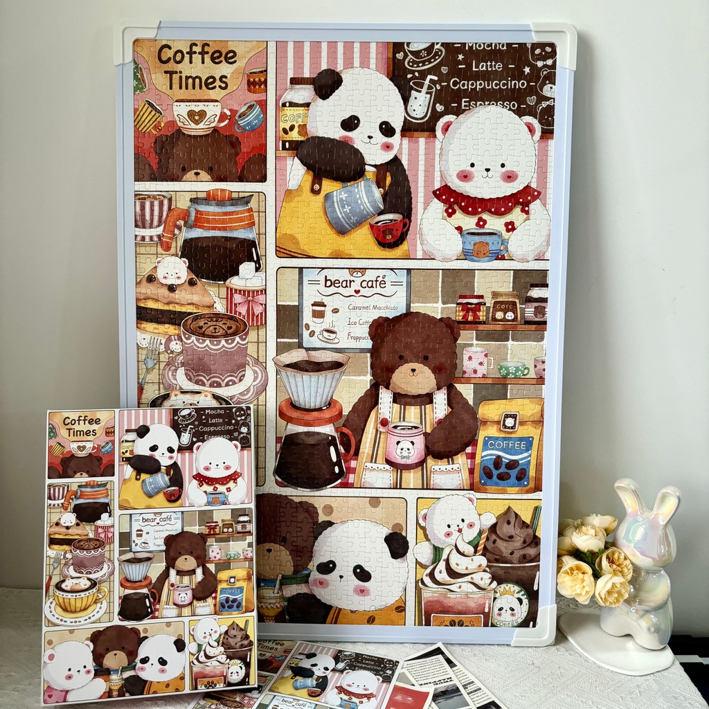 < Animal Cafe} Câu đố hoạt hình vui nhộn 1.000 miếng Quà tặng trang trí câu đố giải nén thông thường